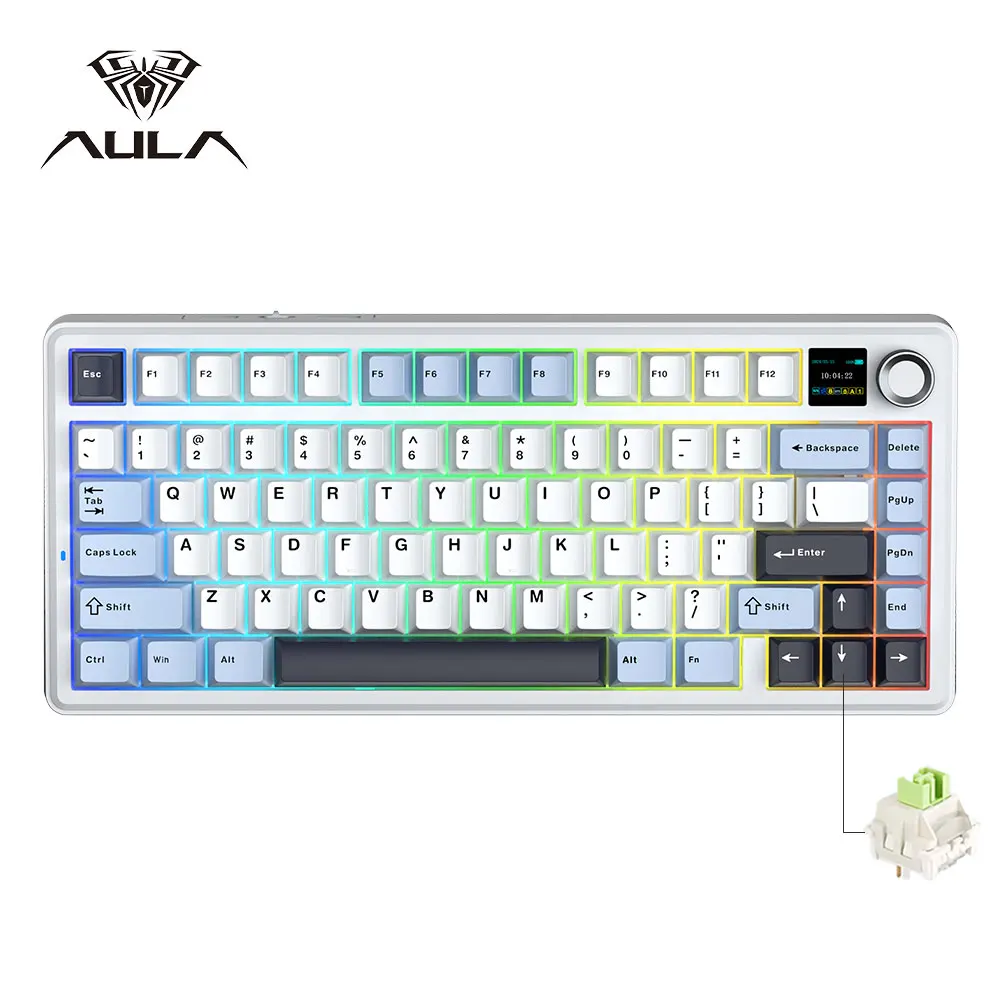 F75 MAX Gaming Mechanical Keyboard 75% Wired/Bluetooth/2.4G Hot-Swap RGB E-sports Keyboard with TFT Screen for PC/Mac
