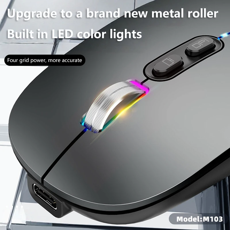 Wireless Bluetooth Mouse Dual Mode Type-C Rechargeable Mouse Ergonomic Fashion Silent Mouse Desktop for Notebook Laptop