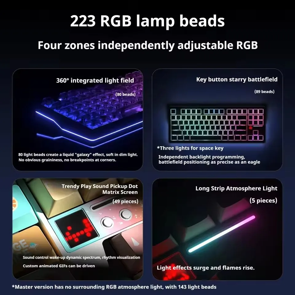 F87 Pro V2 Mechanical Keyboard 3-modes Wireless 12000mAh Long Battery Life Hot-Swap RGB Customi E-Sports Keyboard PC Gaming