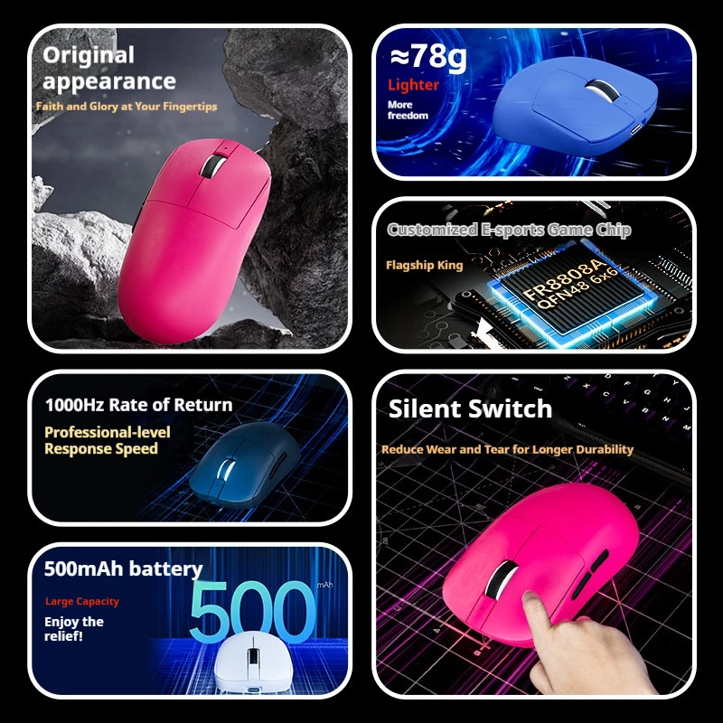 2026 New Hot-Selling Tri-Mode Lightweight Silent Rechargeable Mouse - Wired, 2.4G Wireless & Bluetooth, Gaming Esports Mouse