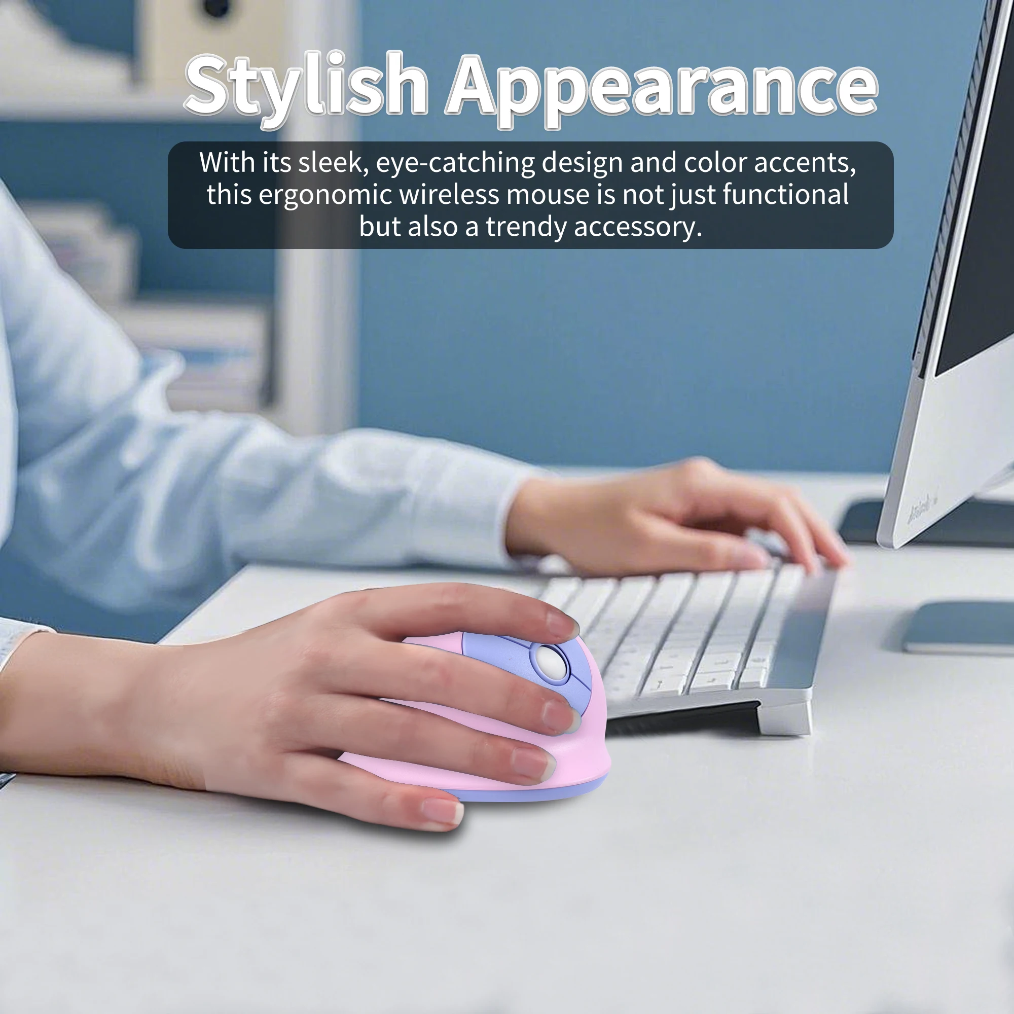 Wireless Vertical Dual-mode Mouse Rechargeable Mini Small Hand Ergonomics Design Mute Button Office Use Portable Kid Or Woman