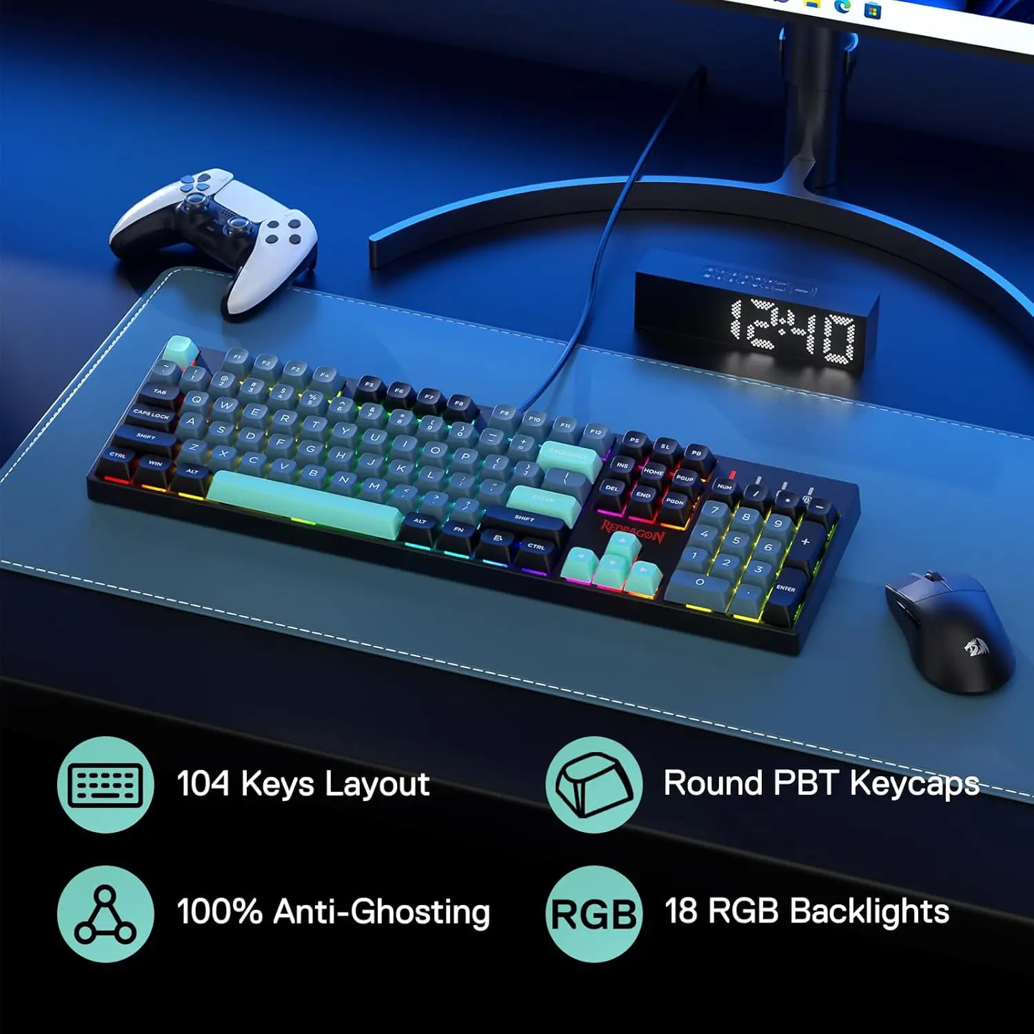 K582 SE Wired RGB 104 Keys Mechanical ,Dynamic 16.8M RGB Backlit Gaming Keyboard,Red Switches