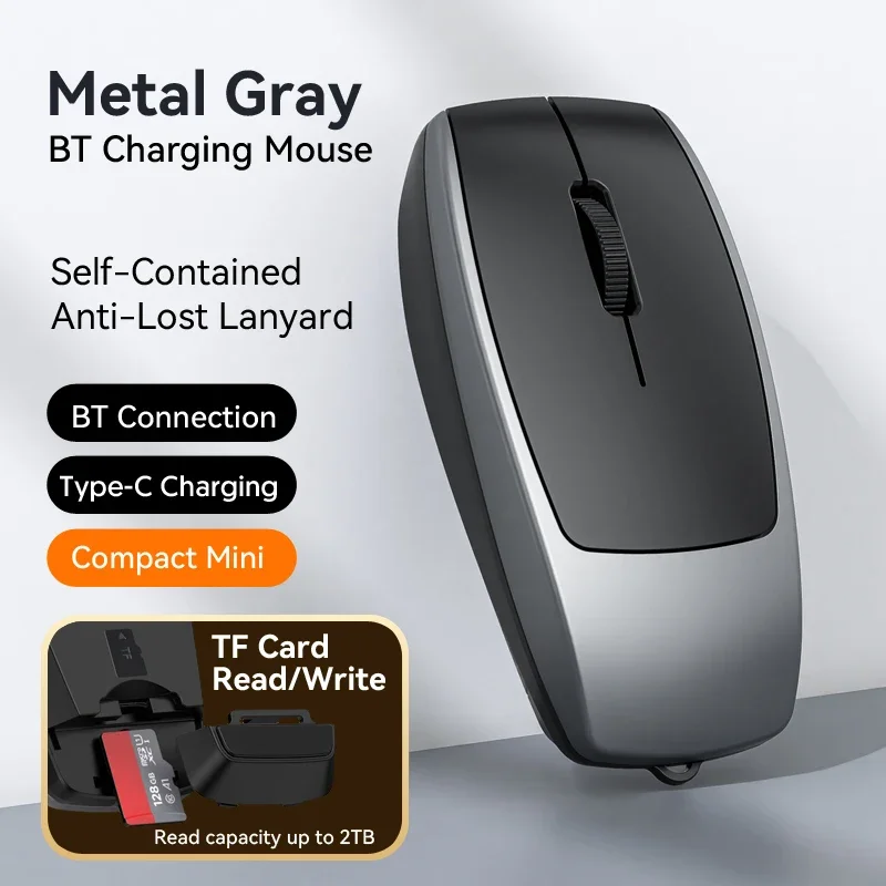 Card Reader Mini Wireless Bluetooth Mouse Mute Key Super Compact Mause Type-C Rechargeable Silent Portable Mice Office Travel