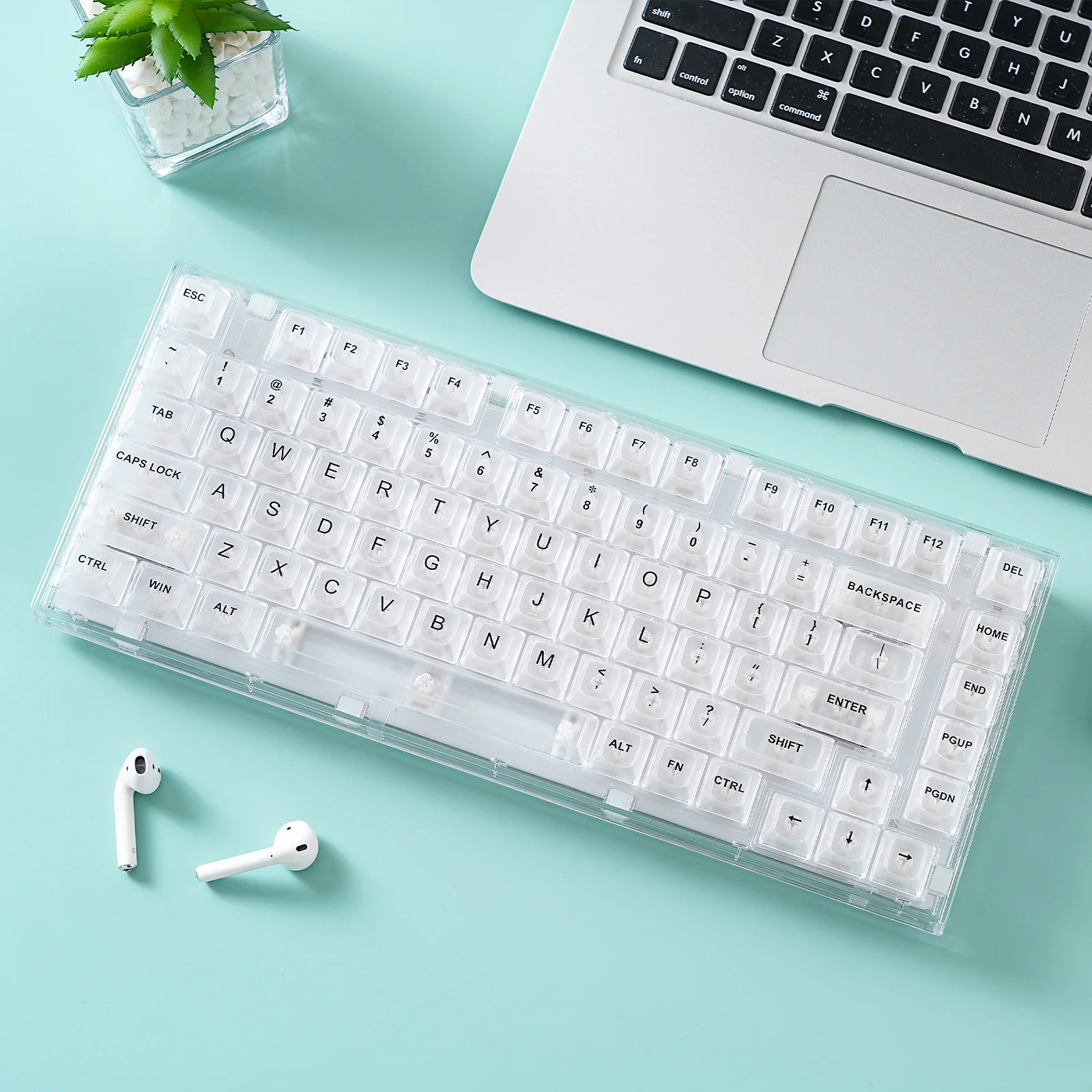 X75 White 82 Keys Hot Swappable Wired Gasket Transparent Mechanical Keyboard