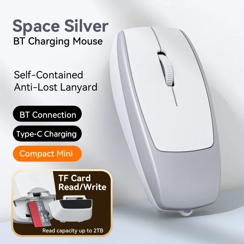 Card Reader Mini Wireless Bluetooth Mouse Mute Key Super Compact Mause Type-C Rechargeable Silent Portable Mice Office Travel