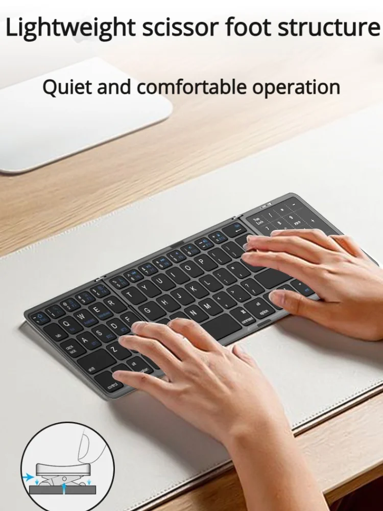 2026 New Three-Fold Folding Bluetooth Keyboard With Touchpad Portable Foldable Keyboard For PC Mac Smartphone IPad