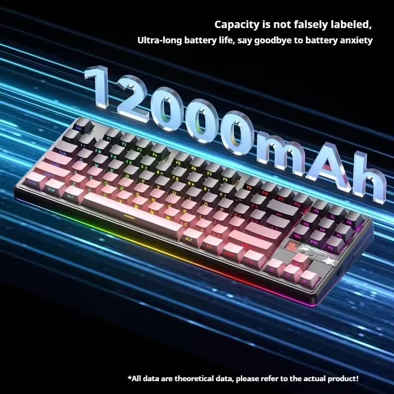 F87 Pro V2 Mechanical Keyboard 3-modes Wireless 12000mAh Long Battery Life Hot-Swap RGB Customi E-Sports Keyboard PC Gaming