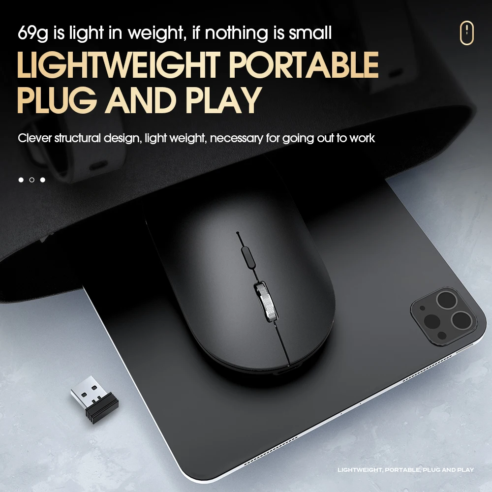 Wireless  bluetooth Mouse Silent Rechargeable Mice Bluetooth Mouse for Laptop Computer Desktop PC MacBook Mac IPad IPhone Tablet