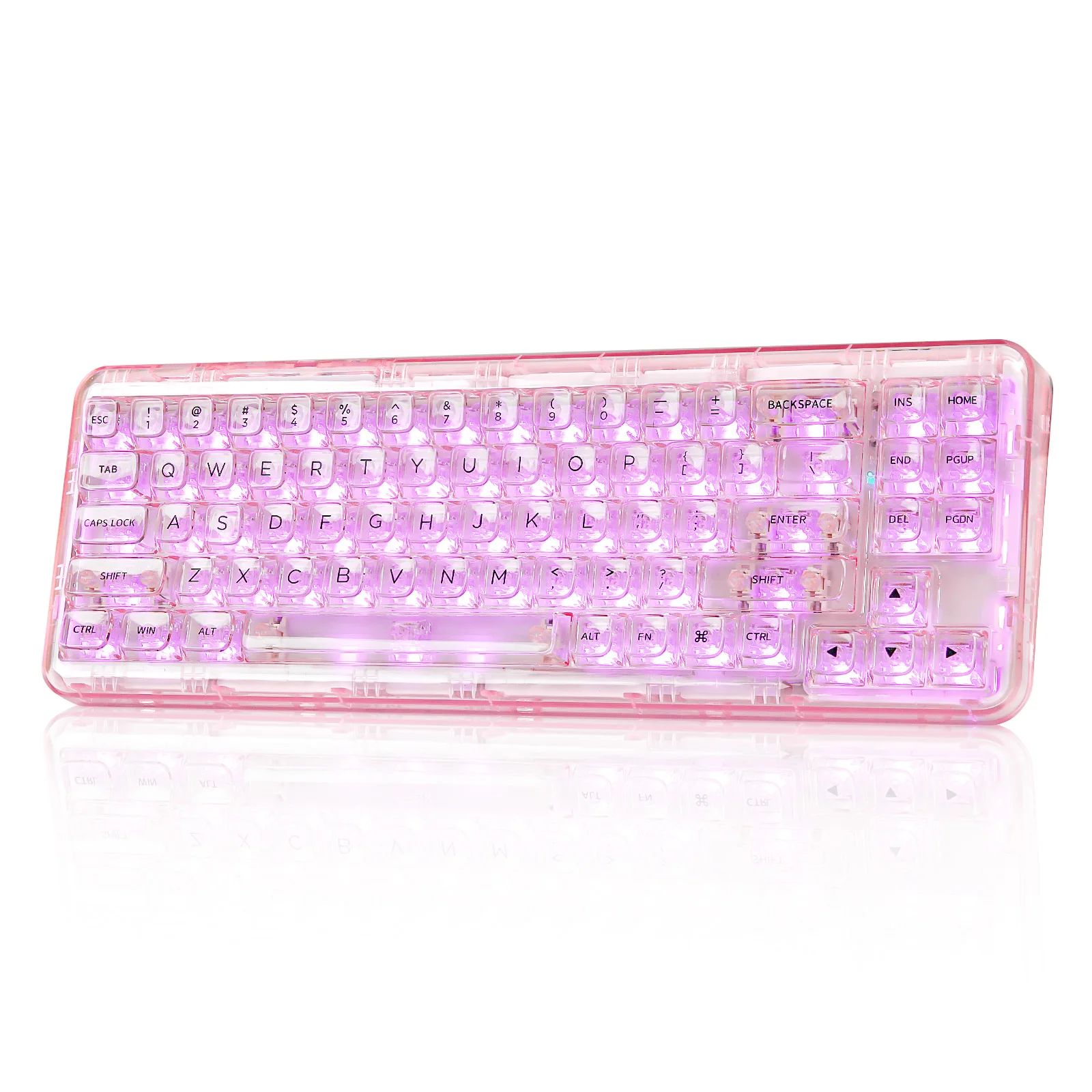 Sd3d3619f1d674b259bf42f35398be609D.webp X71 68% Layout Wireless BT/2.4G/USB-C Gasket Hot-Swap Transparent RGB Mechanical Gaming Keyboard with Clear Keycaps