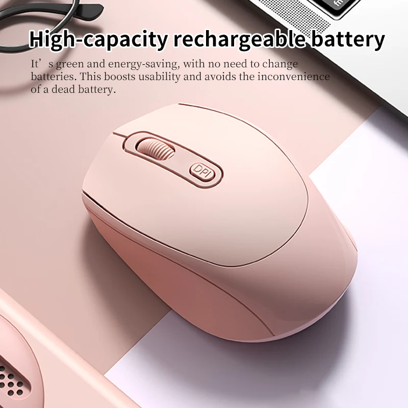 Wireless Mouse Rechargeable, 2.4G Ergonomic Optical Mouse, Computer Mouse for Laptop, PC,Chromebook,Notebook, Small Cordless Mic