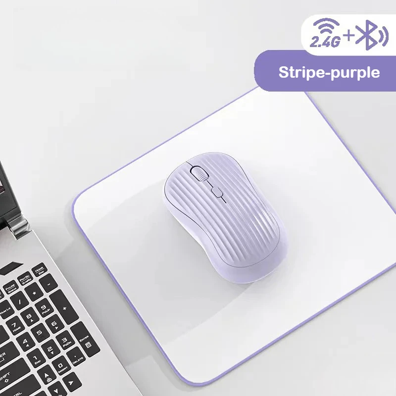 Wireless Mouse Slim Bluetooth-compatible 2.4G Computer Mice Portable Rechargeable/Battery Cordless Mouse for IPad Laptop Desktop