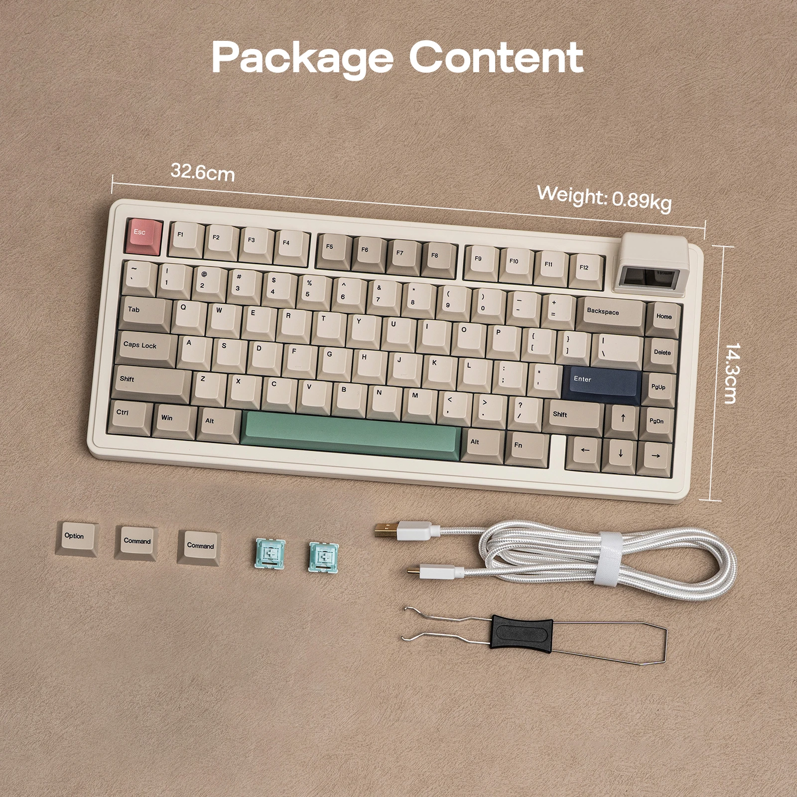RT82 QMK/VIA 75% US QWERTY Layout Hot-Swap Gasket Wired/BT 5.0/2.4GHz Wireless Mechanical Keyboard with LCD Screen