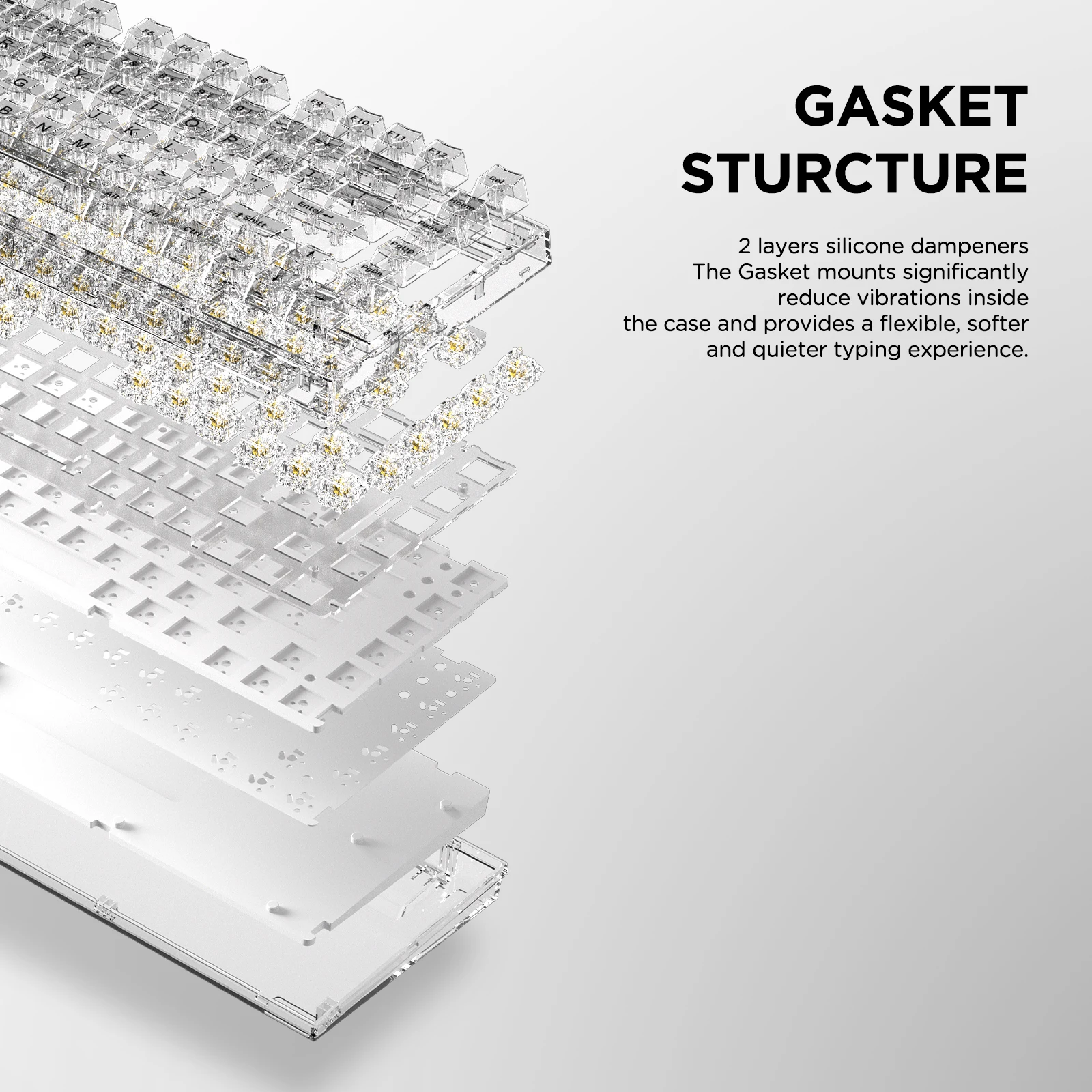 X75 White 82 Keys Hot Swappable Wired Gasket Transparent Mechanical Keyboard