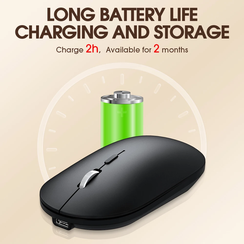 Wireless  bluetooth Mouse Silent Rechargeable Mice Bluetooth Mouse for Laptop Computer Desktop PC MacBook Mac IPad IPhone Tablet