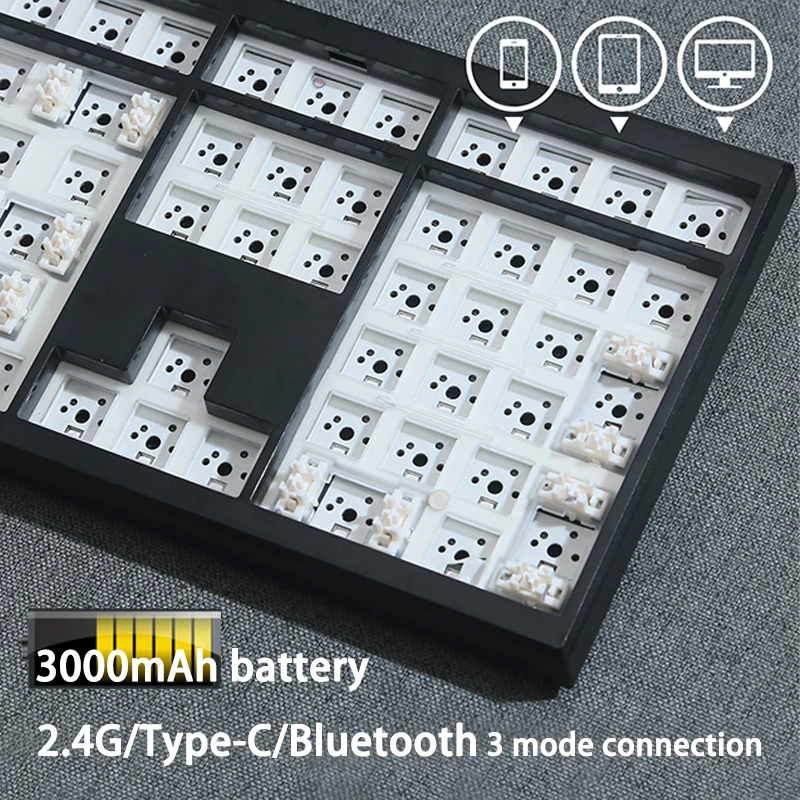 108 keys Mechanical Keyboard KIT 3-Mode Wireless Bluetooth RGB Hot Swappable Gasket Customization Keyboard Gaming Keyboard KIT