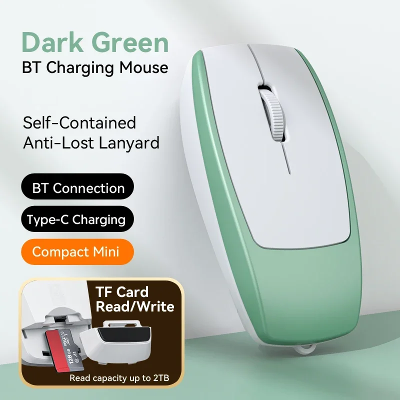 Card Reader Mini Wireless Bluetooth Mouse Mute Key Super Compact Mause Type-C Rechargeable Silent Portable Mice Office Travel