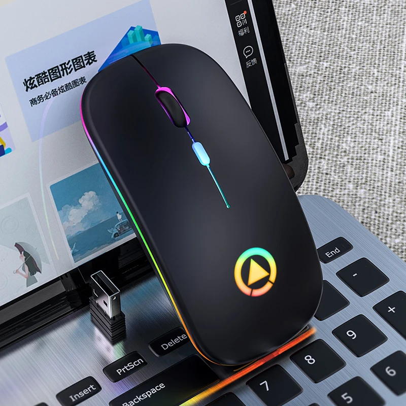 Wireless Mouse Rechargeable Silent LED Backlit Mice PC Laptop Computer Mous 2.4Ghz Receiver Optical Mice