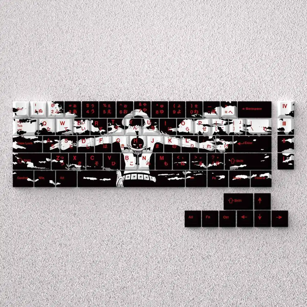 73 Keys Ace Keycaps Anime Key Cap Set Cherry PBT Engraved Side Light Transmission 74 Keys for Mechanical Keyboard 61/65/68