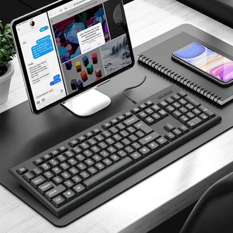 104 Keys USB Corded Keyboard Gaming Keyboard Mechanical Sensation Membrane Keyboard For Gaming PC Laptop Computer