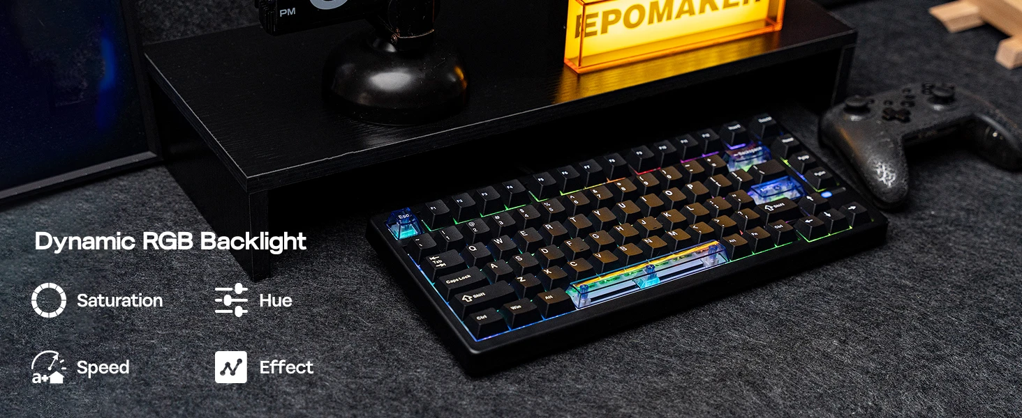 EPOMAKER HE80 75% Compact Layout Gasket Wired Hall Effect Magnetic Mechanical Keyboard DKS SOCD Adjustable Actuation RGB Backlit