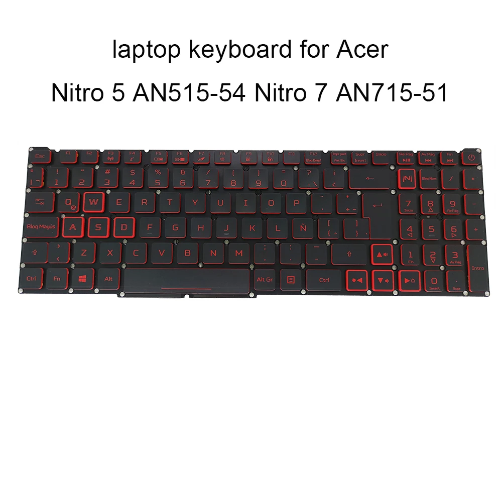 H353211a5c90e4c0092d54a589aaa653fa.webp LA French AZERTY Backlit Keyboard For Acer Nitro 5 AN515 54 557H AN517 AN715-51 Latin Spanish keyboards SP ES Red LG5P-N90BRL