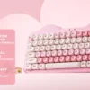 YUNZII C75 Pink Wireless Mechanical Keyboard, 75% Creamy Hot Swap RGB Keyboard, Gasket Mount Cute Cake Design for Win/Mac/Gaming