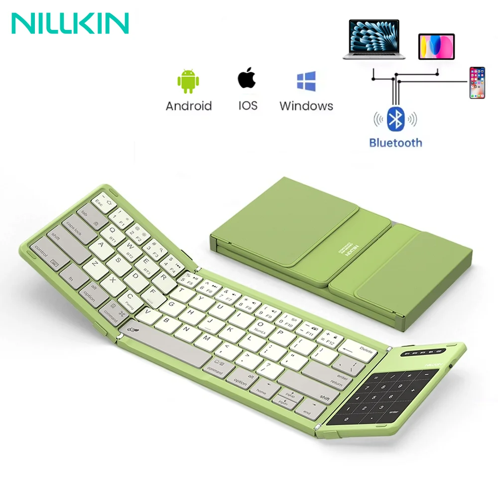 NILLKIN Mini Foldable Wireless Bluetooth Keyboard Rechargeable Folding Portable Keyboards With Touchpad for Windows iOS Android