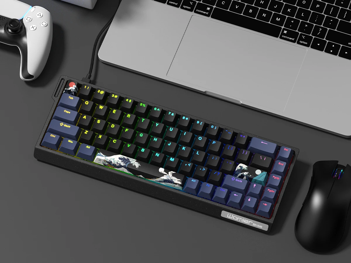 Womier SK68 Black Coral Sea Gaming Mechanical Keyboard QMK Wired Comic 65% Gasket Mount Hot Swap RGB Keyboard for Win/Mac