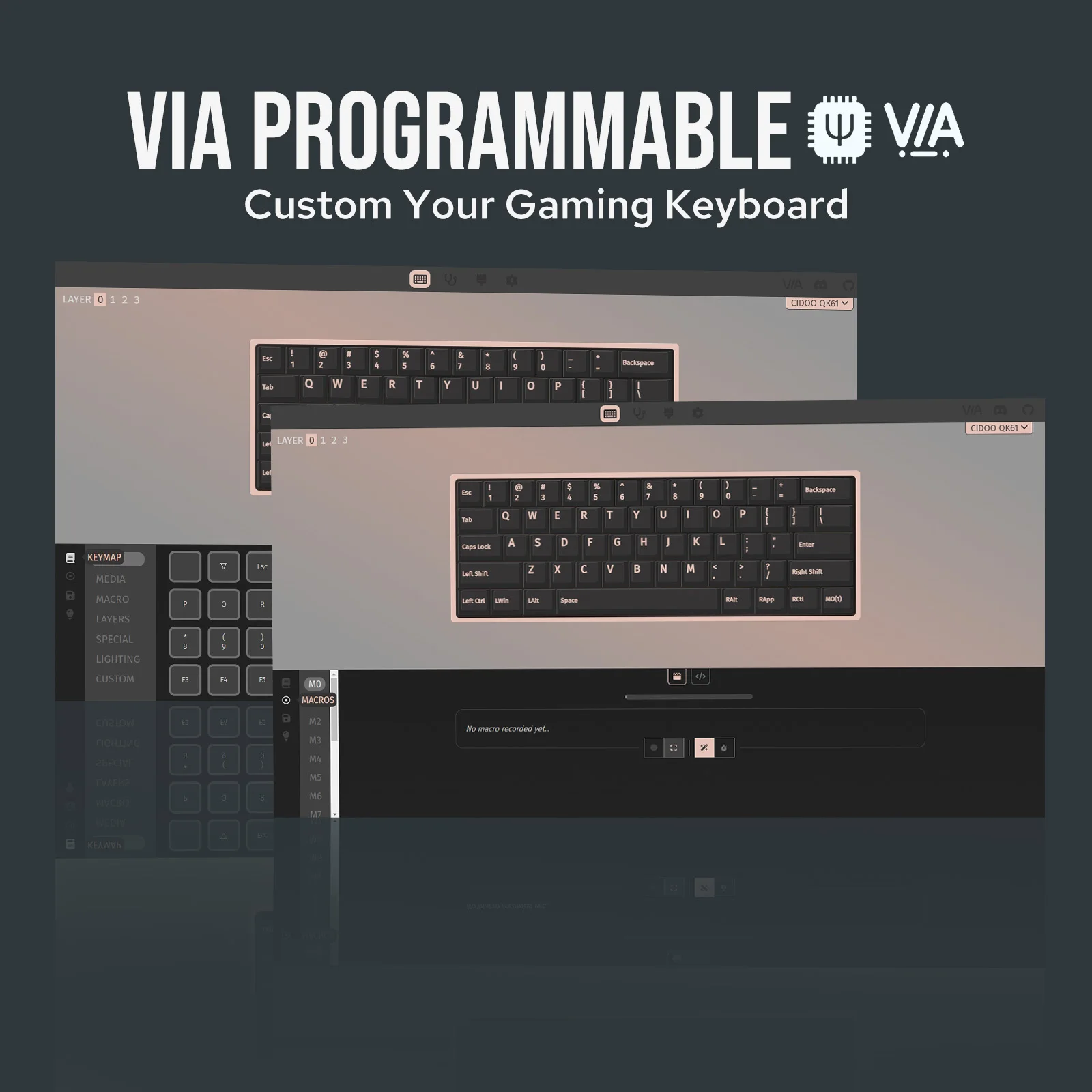 CIDOO QK61 V2 VIA-Programmable 60% Gasket Structure Wired/2.4GHz Wireless/Bluetooth Compact Keyboard with South-Facing LEDs