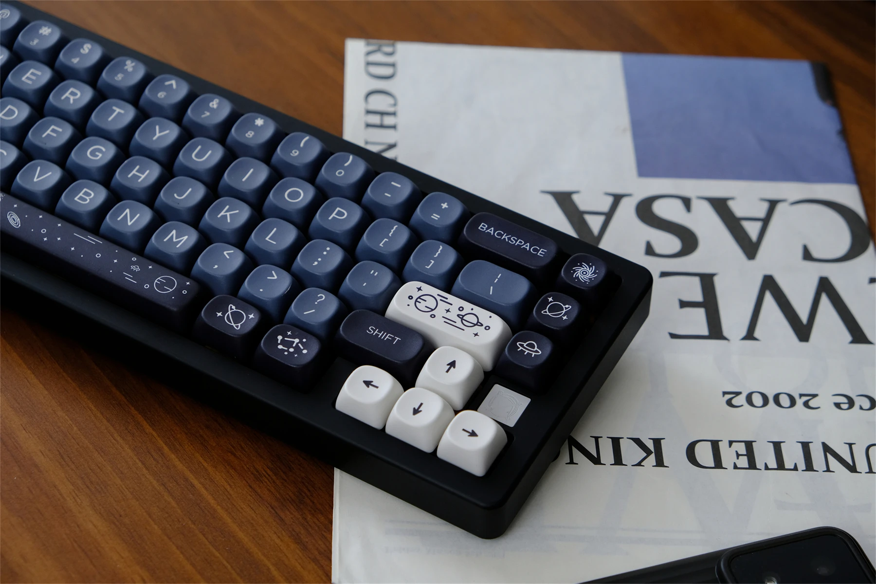 MOA Profile PBT Key caps White Milky Way Five Sided Dye Sublimation Keycaps for Cherry Gateron MX Switches Mechanical Keyboard