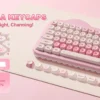 YUNZII C75 Pink Wireless Mechanical Keyboard, 75% Creamy Hot Swap RGB Keyboard, Gasket Mount Cute Cake Design for Win/Mac/Gaming