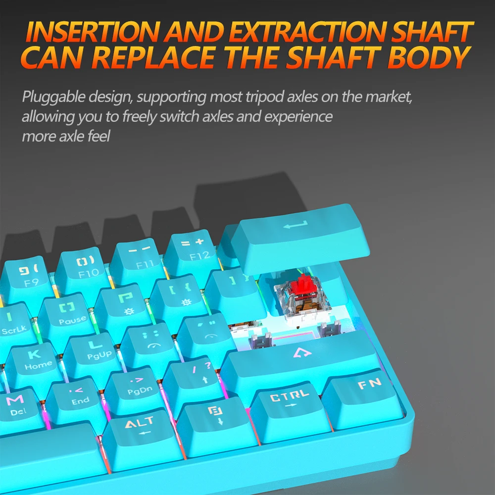 MUCAI MK61 USB Gaming Esports Mechanical Keyboard Red Axis 61 Key Wired Detachable Cable RGB Backlight Hot Swap