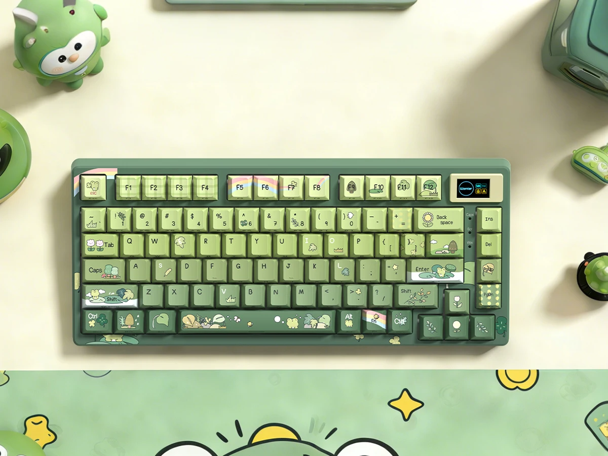 Womier SK80 Frog 75% Keyboard with Color OLED Display Mechanical Gaming Keyboard Gasket Mounted RGB Hot Swap Custom Keyboard