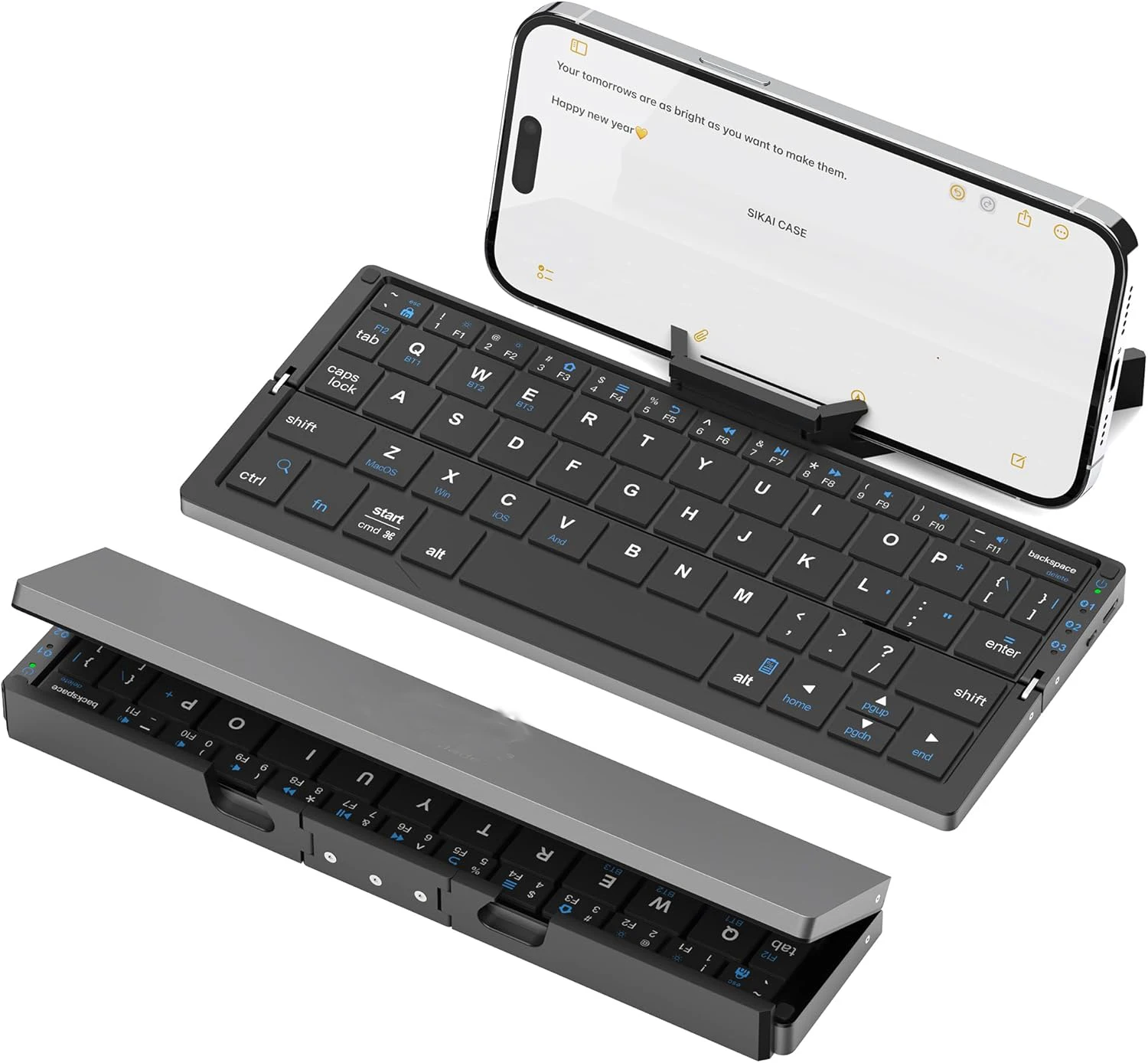 Jomaa Folding Keyboard Bluetooth Rechargeable Bluetooth Keyboard for Laptop iPad Phone Mini Portable Folding Keyboard