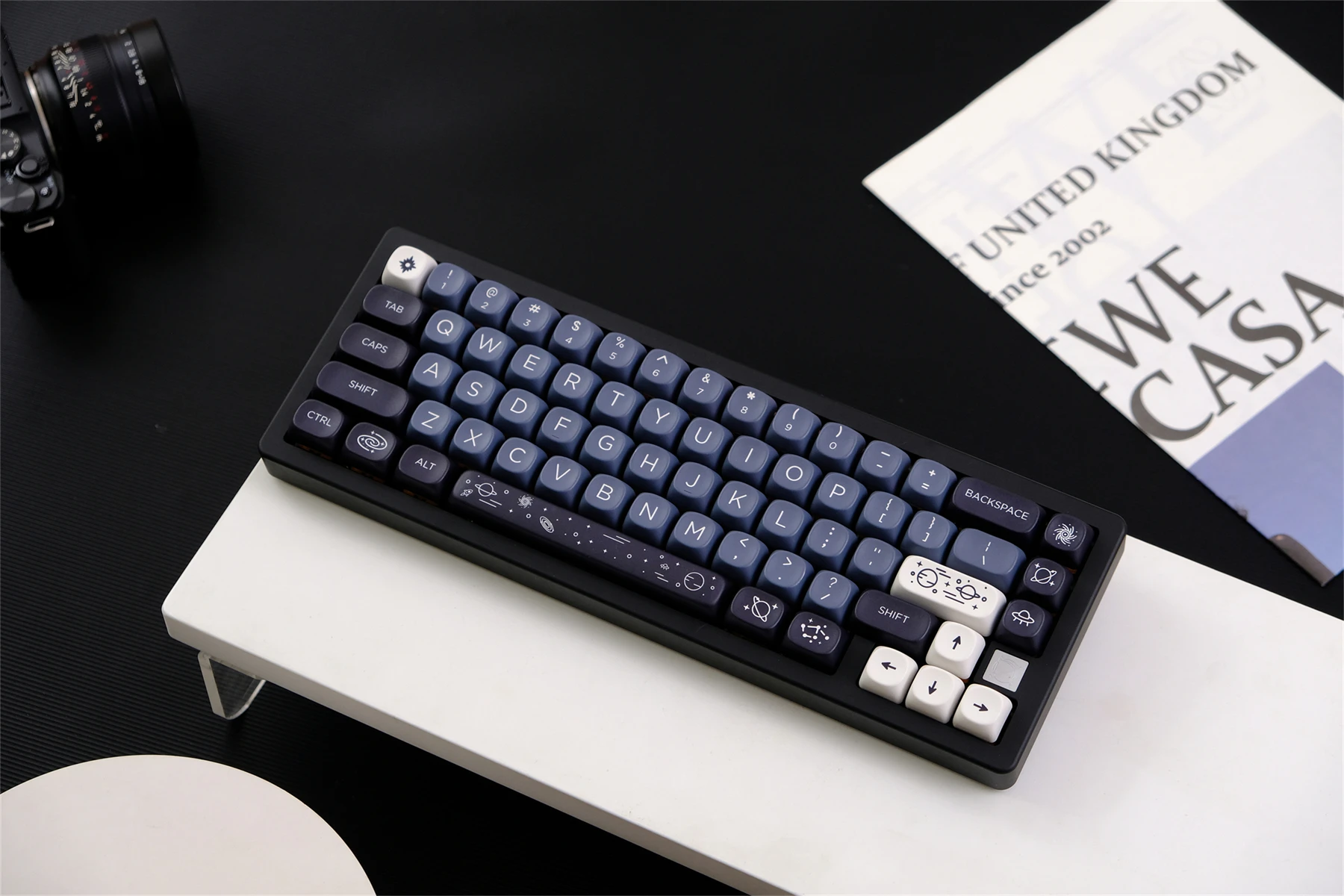 MOA Profile PBT Key caps White Milky Way Five Sided Dye Sublimation Keycaps for Cherry Gateron MX Switches Mechanical Keyboard