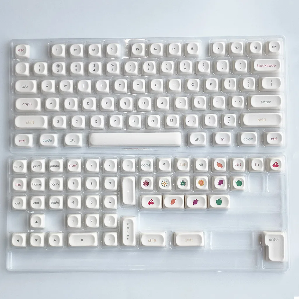 MOA Simple Cute Keycap Set PBT Sublimation Frozen Yogurt Theme Small Font Personalized Keycaps for Mechanical Keyboard 124 Keys