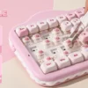 YUNZII C75 Pink Wireless Mechanical Keyboard, 75% Creamy Hot Swap RGB Keyboard, Gasket Mount Cute Cake Design for Win/Mac/Gaming