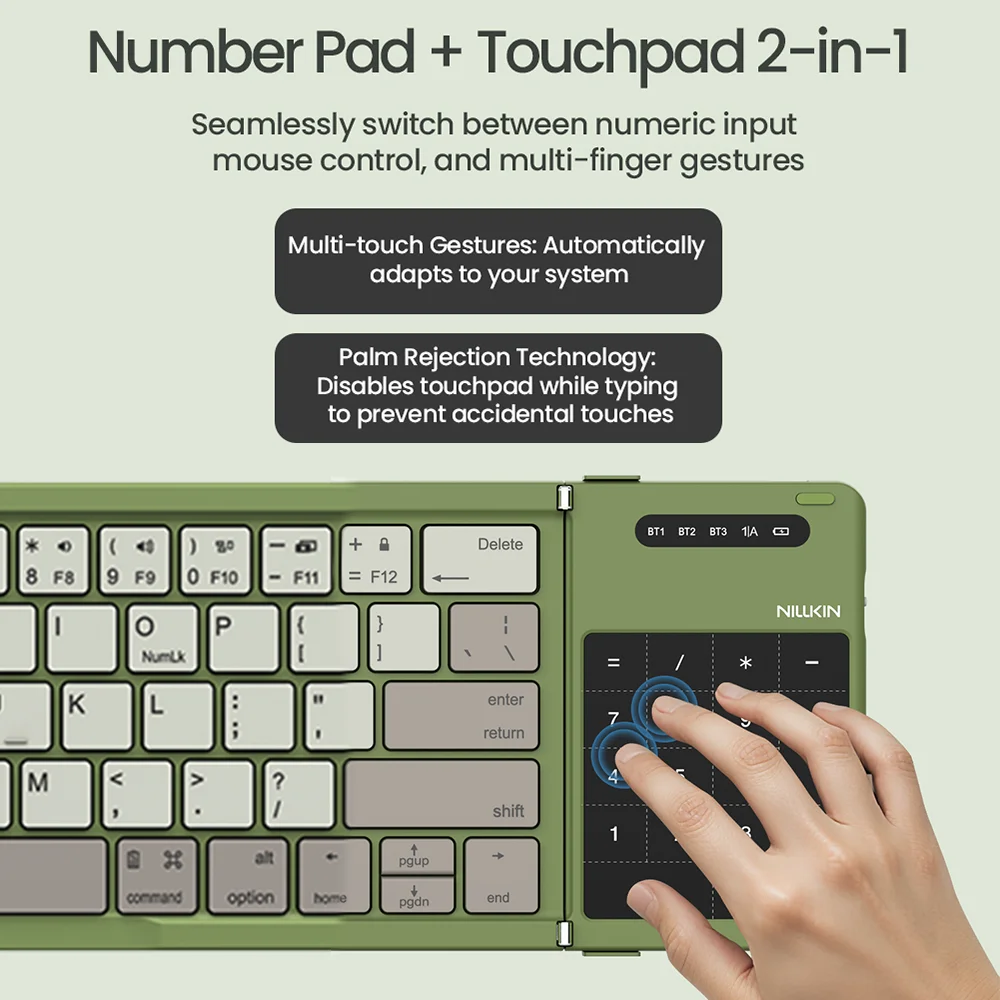 NILLKIN Mini Foldable Wireless Bluetooth Keyboard Rechargeable Folding Portable Keyboards With Touchpad for Windows iOS Android