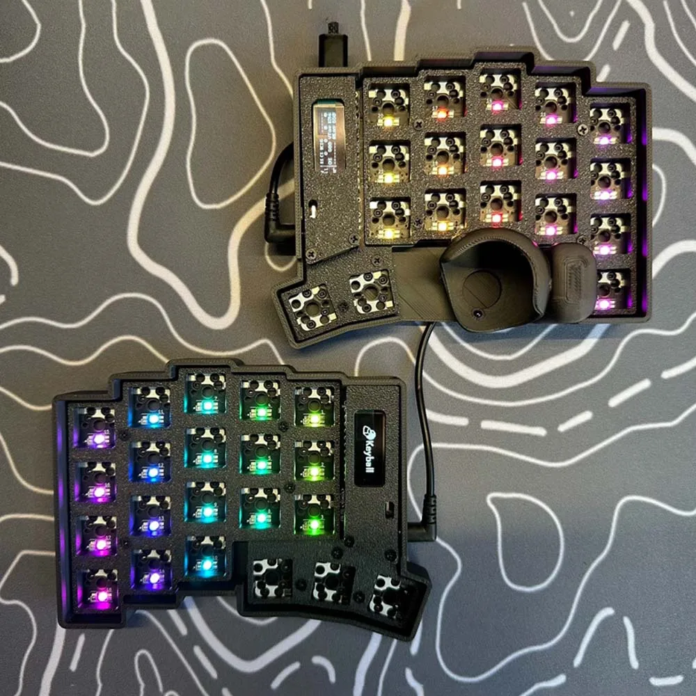 Keyball 39/44/61 Split Keyboard Kit With Screen Trackball RGB Customized Wired Keyball Split Mechanical Keyboards Kit Pc Gamer