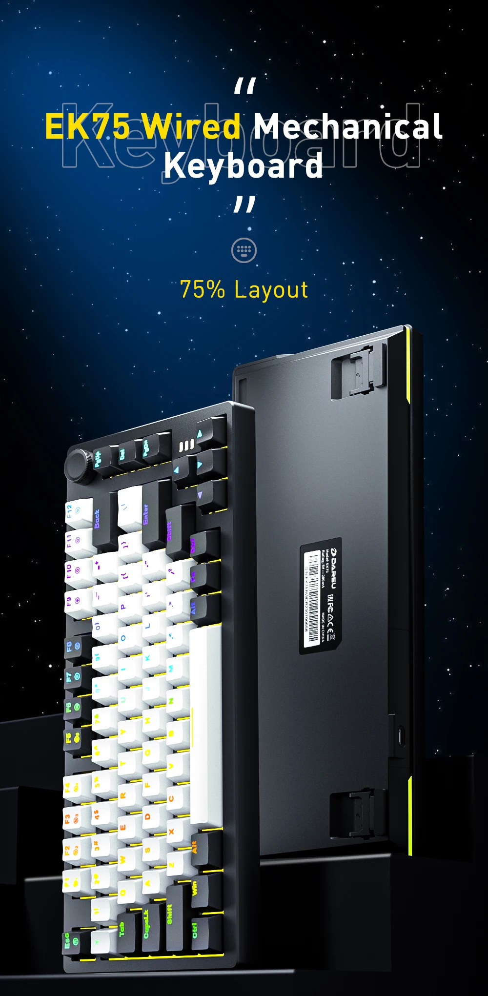 DAREU Wired Gasket Mechanical Keyboard N-Key Rollover Anti-ghosting RGB Backlight Dream switch with Multi Media Button