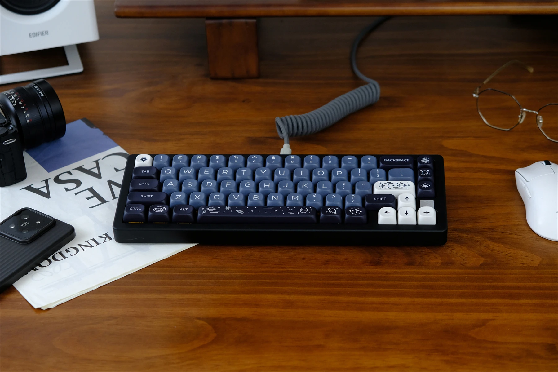 MOA Profile PBT Key caps White Milky Way Five Sided Dye Sublimation Keycaps for Cherry Gateron MX Switches Mechanical Keyboard