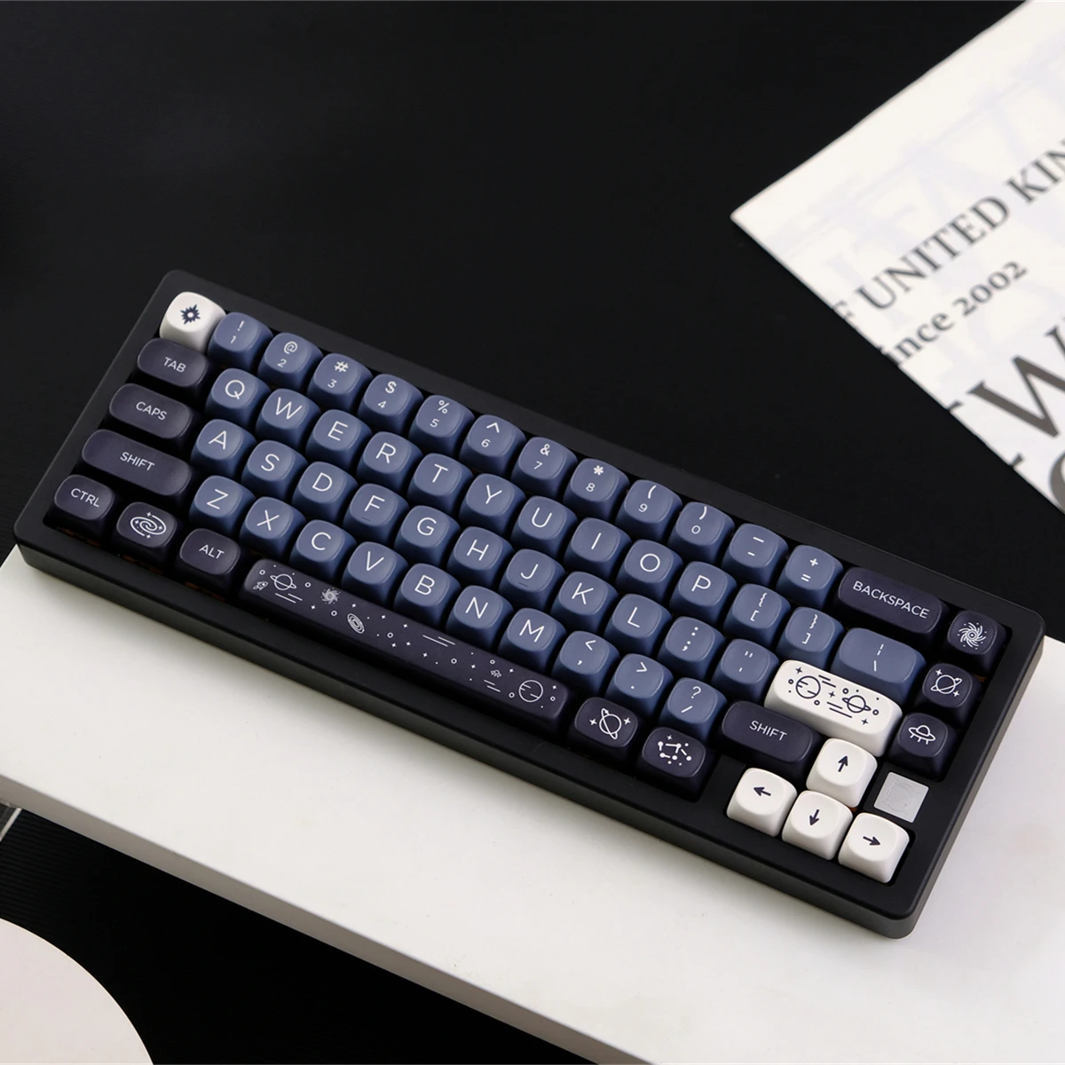 MOA Profile PBT Key caps White Milky Way Five Sided Dye Sublimation Keycaps for Cherry Gateron MX Switches Mechanical Keyboard