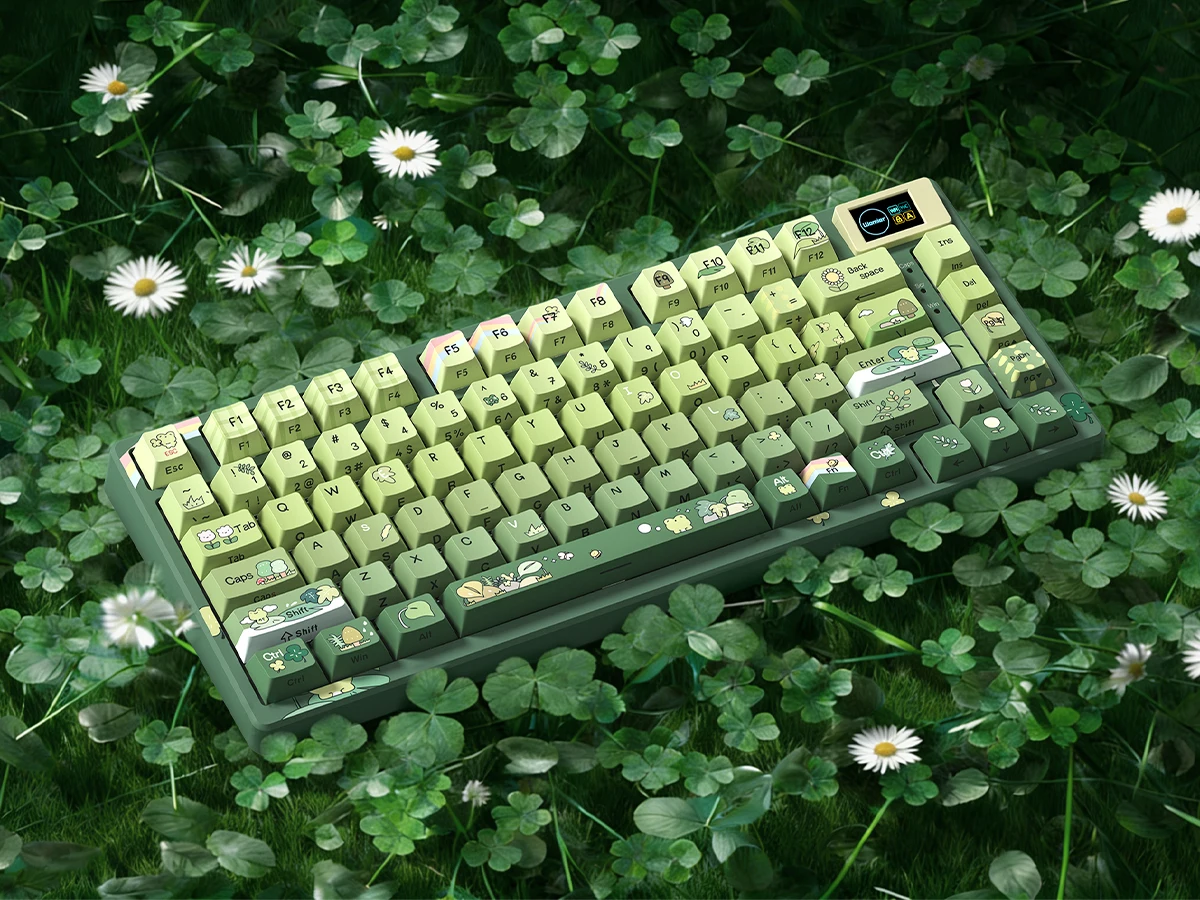 Womier SK80 Frog 75% Keyboard with Color OLED Display Mechanical Gaming Keyboard Gasket Mounted RGB Hot Swap Custom Keyboard