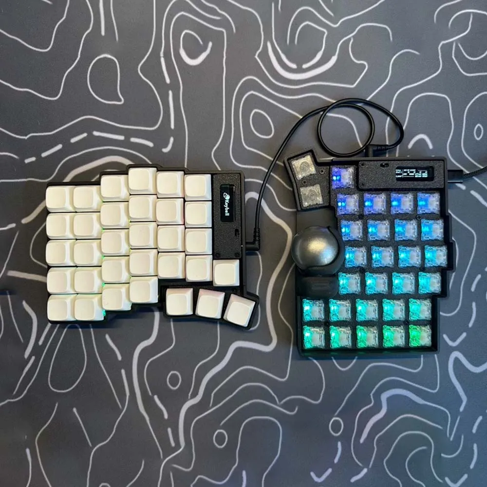 Keyball 39/44/61 Split Keyboard Kit With Screen Trackball RGB Customized Wired Keyball Split Mechanical Keyboards Kit Pc Gamer