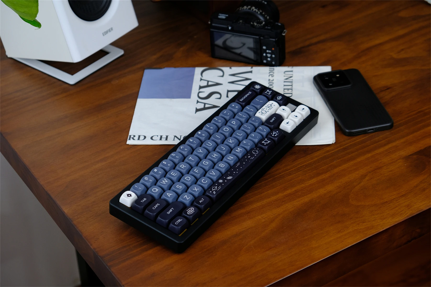 MOA Profile PBT Key caps White Milky Way Five Sided Dye Sublimation Keycaps for Cherry Gateron MX Switches Mechanical Keyboard