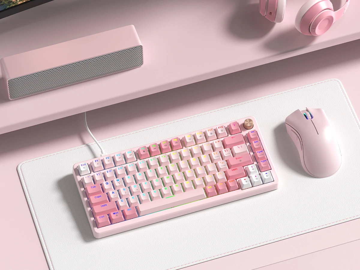 Womier VK75 Wired Mechanical Keyboard 75% Custom Hotswap with Knob RGB Backlit Gasket Mount Gaming Keyboard Double Linear Switch