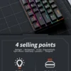 MUCAI MK61 USB Gaming Esports Mechanical Keyboard Red Axis 61 Key Wired Detachable Cable RGB Backlight Hot Swap