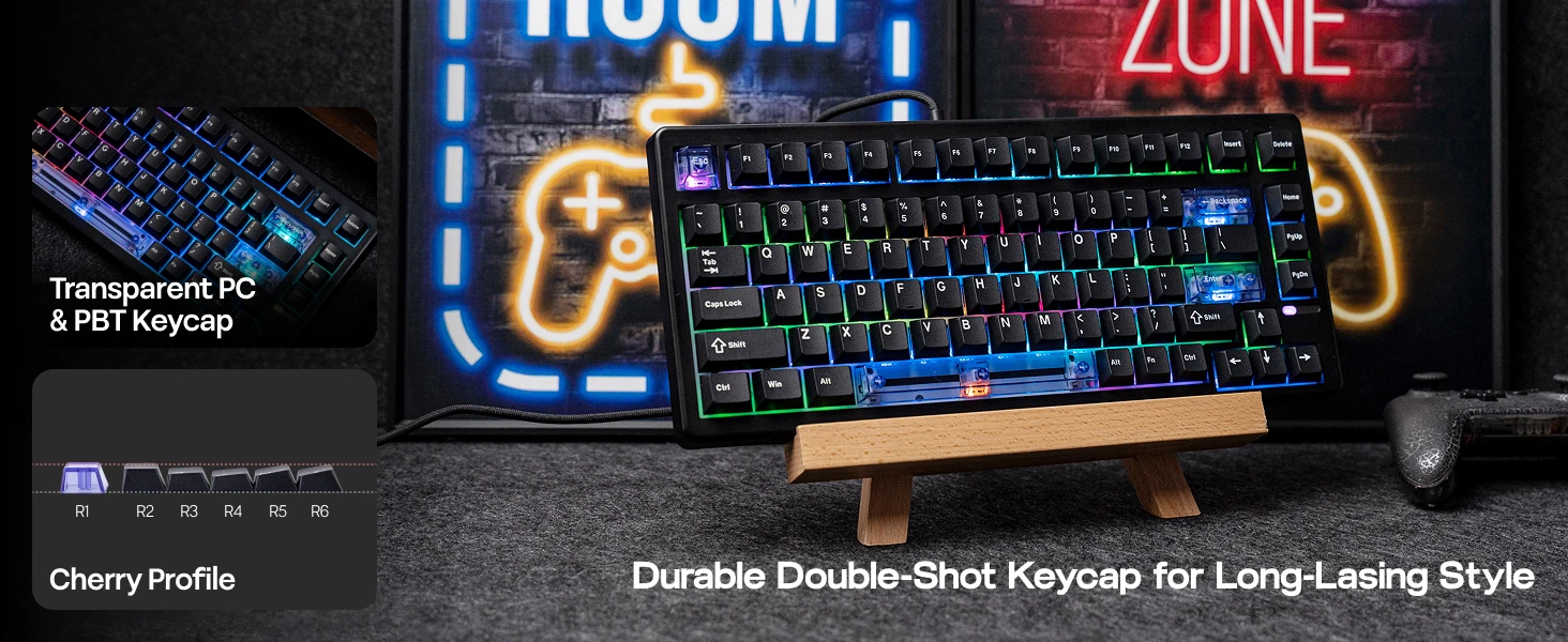 EPOMAKER HE80 75% Compact Layout Gasket Wired Hall Effect Magnetic Mechanical Keyboard DKS SOCD Adjustable Actuation RGB Backlit