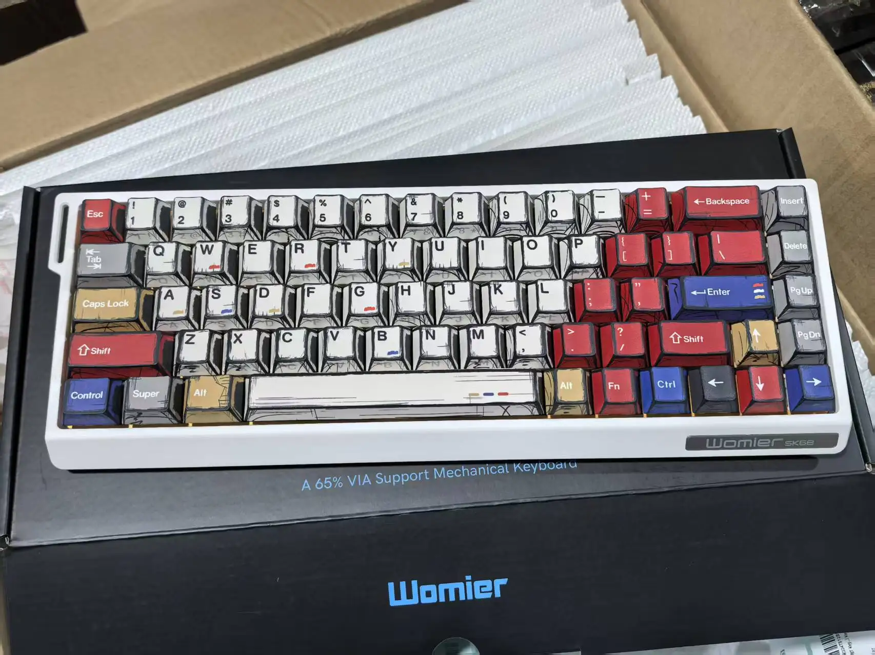 S5c485bbde248429fa5d532da71803ed2d.webp Womier SK68 Black Coral Sea Gaming Mechanical Keyboard QMK Wired Comic 65% Gasket Mount Hot Swap RGB Keyboard for Win/Mac