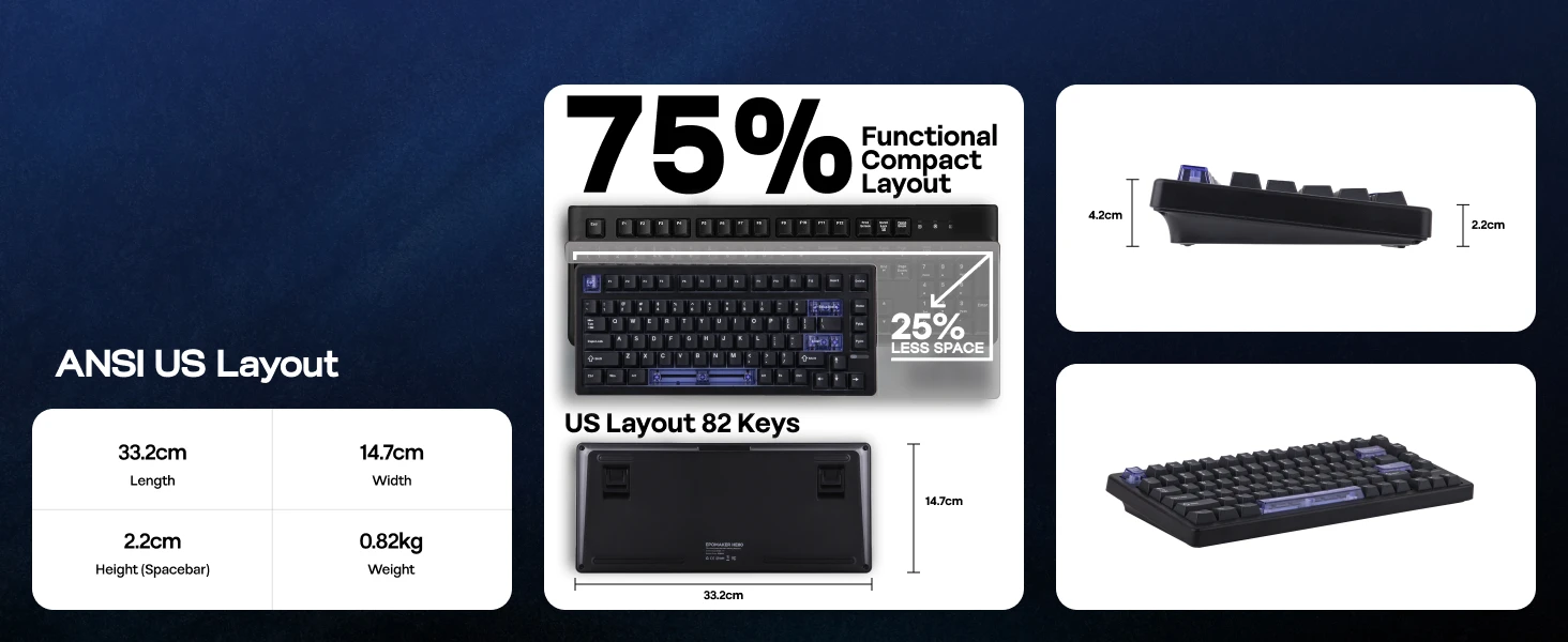 EPOMAKER HE80 75% Compact Layout Gasket Wired Hall Effect Magnetic Mechanical Keyboard DKS SOCD Adjustable Actuation RGB Backlit